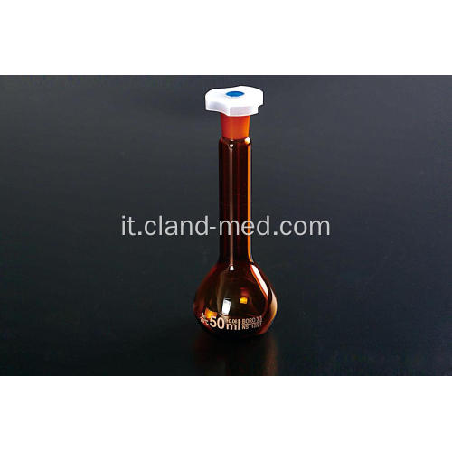 Pallone volumetrico con un segno di graduazione Amber Ground-in Glass Stopper / Plastic Stopper